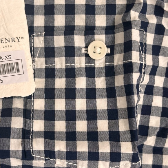 NWT 100% Organic Cotton Kids Navy and White Checkered Button Down Shirt - Picture 7 of 8